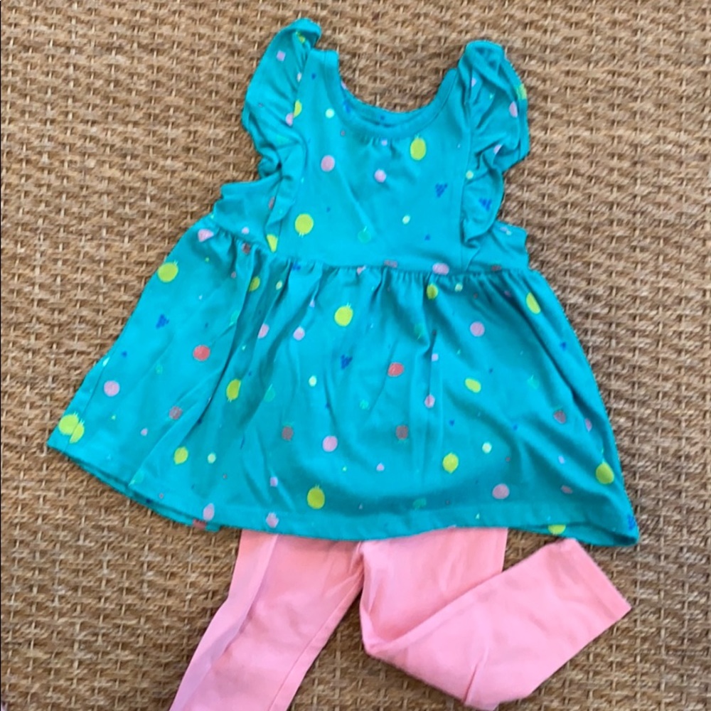 EUC. Cat & Jack Set with pink leggings. 18 months